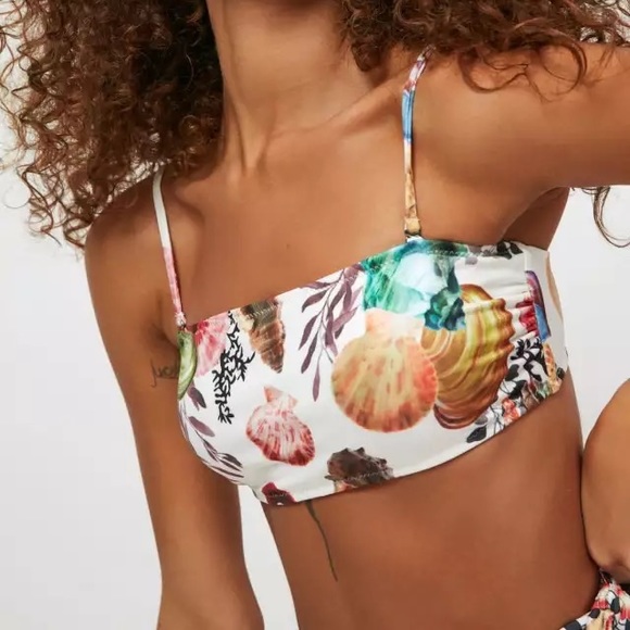 Lux French Costal Sea Shell Bikini With High Waisted Fold Over & Side Ties - Picture 7 of 9